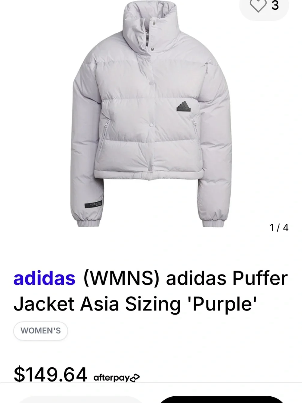 Adidas woman light lavender/silverish Puffer Jacket - Lightweight Insulated Coat